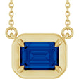 14K Yellow Gold Lab-Grown Blue Sapphire 18" Necklace