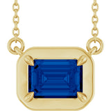 14K Yellow Gold Lab-Grown Blue Sapphire 18" Necklace