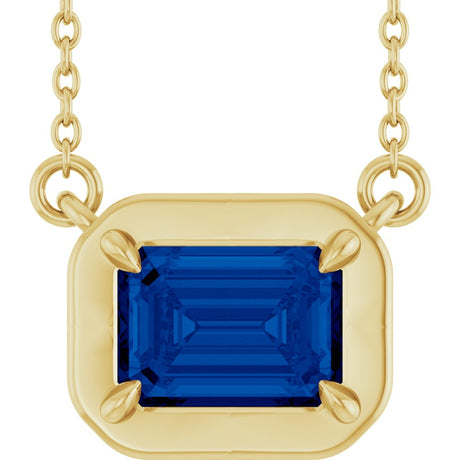 14K Yellow Gold Lab-Grown Blue Sapphire 18" Necklace