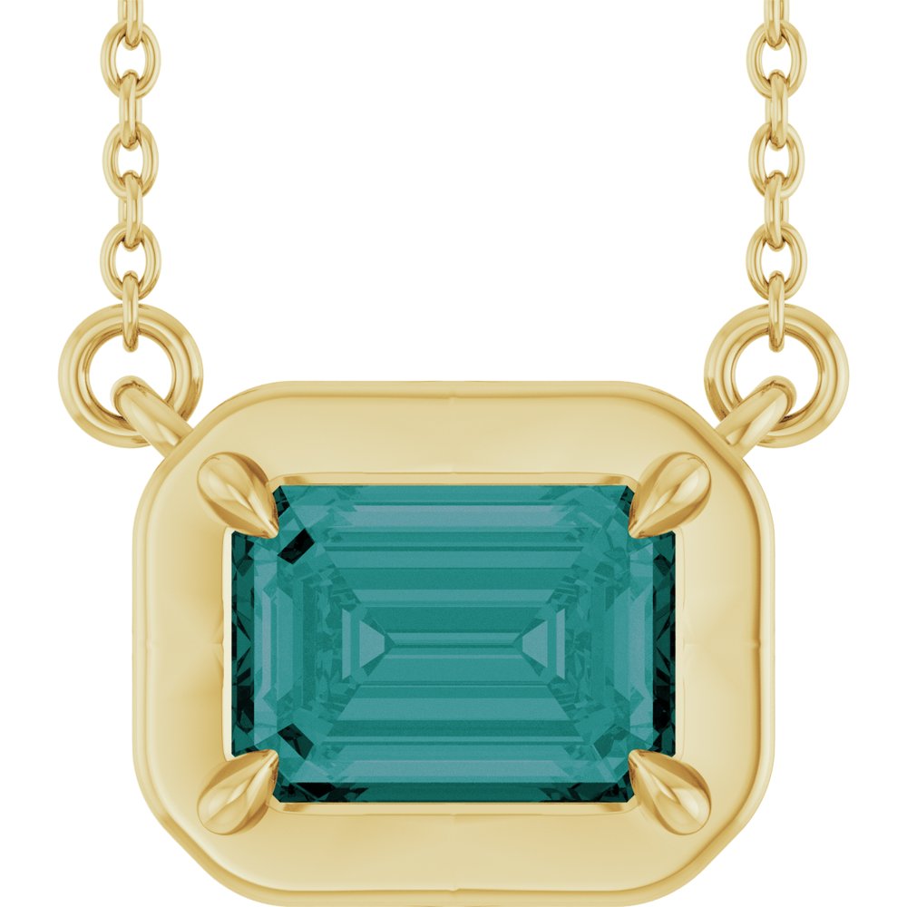 14K Yellow Gold Lab-Grown Alexandrite 18" Necklace