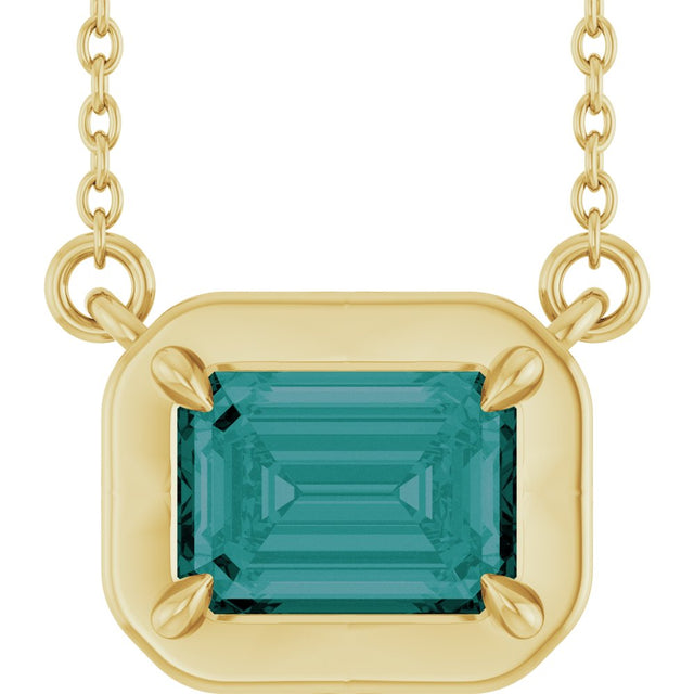 14K Yellow Gold Lab-Grown Alexandrite 18" Necklace