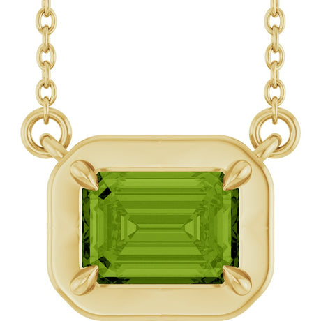 14K Yellow Gold 7x5 mm Emerald Natural Peridot 18" Necklace