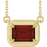 14K Yellow Gold 7x5 mm Emerald Natural Garnet 18" Necklace