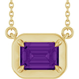 14K Yellow Gold Natural Amethyst 18" Necklace