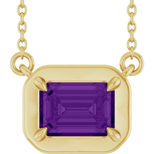 14K Yellow Gold Natural Amethyst 18" Necklace