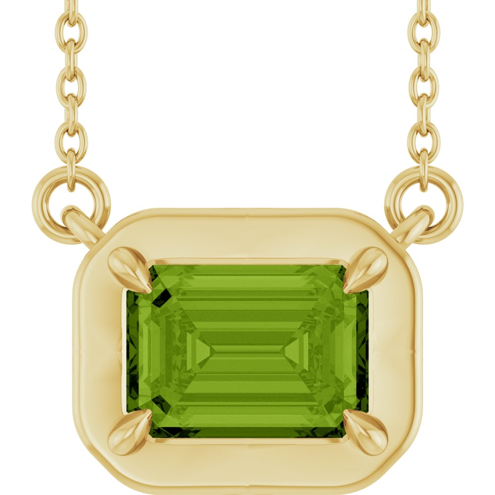 14K Yellow Gold Natural Peridot 18" Necklace