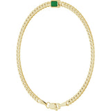 14K Yellow Gold Lab-Grown Emerald Link 7" Bracelet
