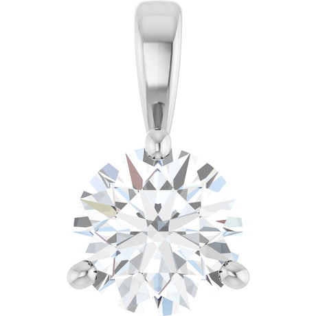 14K White Gold 3/4 CT Lab-Grown Diamond Pendant 