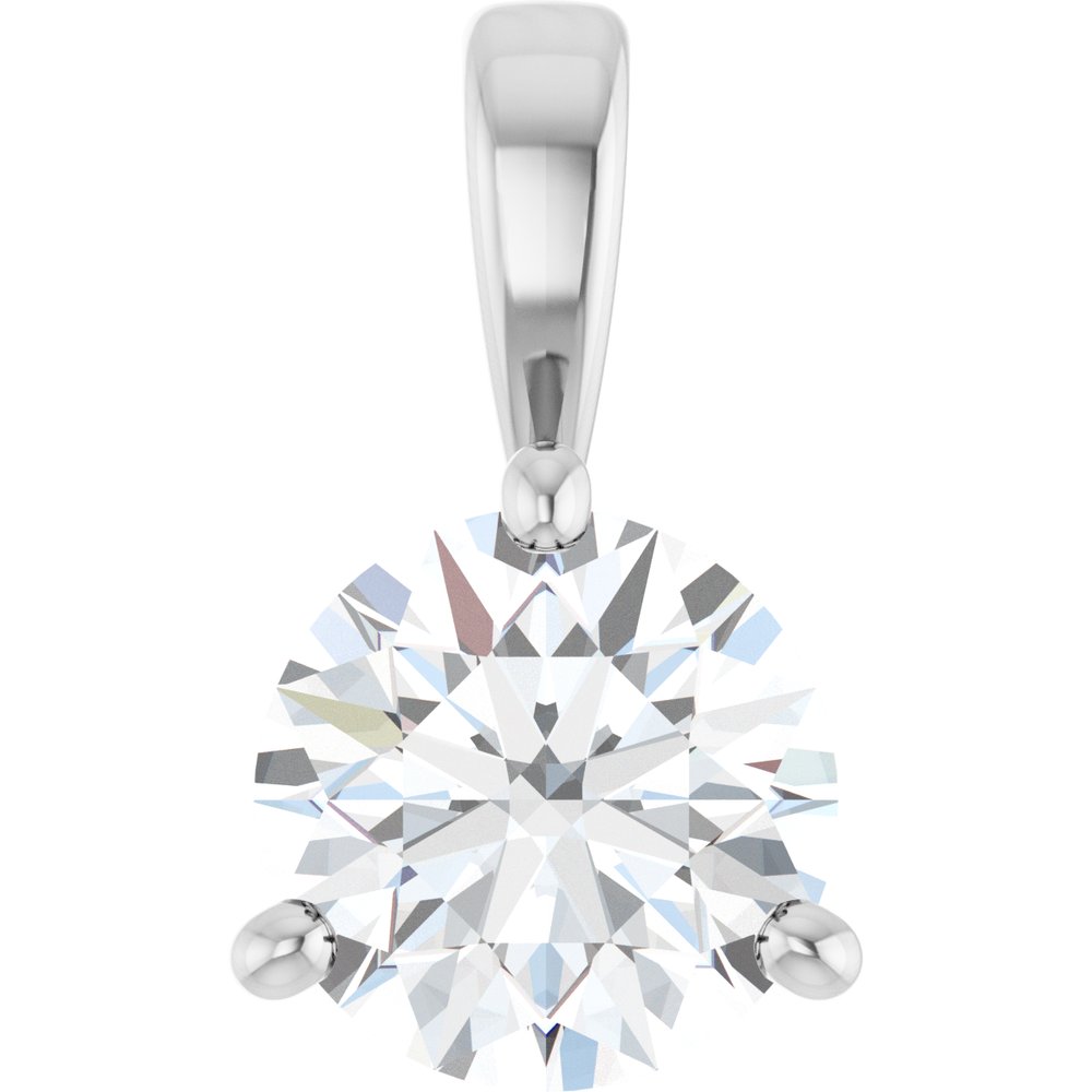 14K White Gold 3/4 CT Lab-Grown Diamond Pendant 