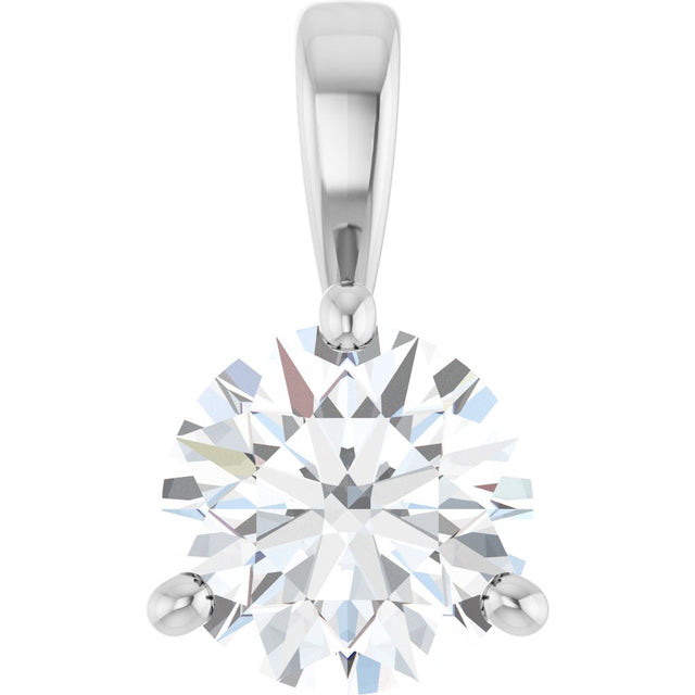 14K White Gold 3/4 CT Lab-Grown Diamond Pendant 