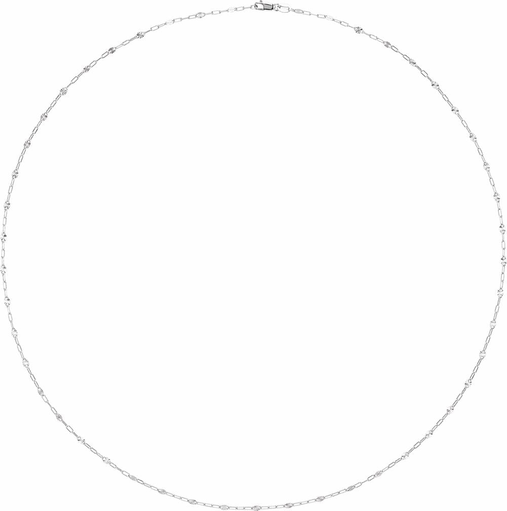 Sterling Silver 2.5 mm Light Paperclip-Style Starburst Mirror 24" Chain