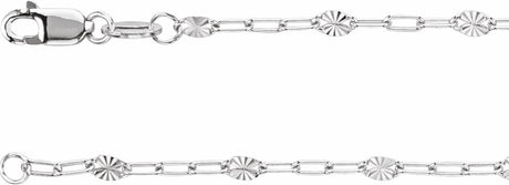 Sterling Silver 2.5 mm Light Paperclip-Style Starburst Mirror 20" Chain