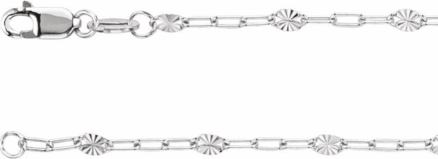 Sterling Silver 2.5 mm Light Paperclip-Style Starburst Mirror 20" Chain