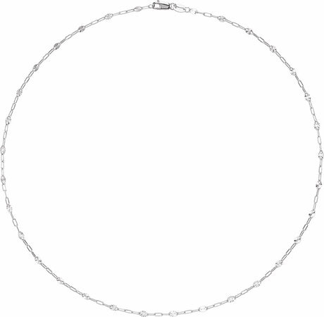Sterling Silver 2.5 mm Light Paperclip-Style Starburst Mirror 16" Chain