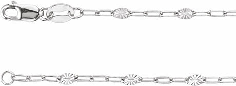 Sterling Silver 2.5 mm Light Paperclip-Style Starburst Mirror 18" Chain