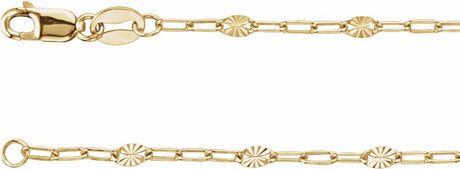 14K Yellow Gold-Filled 2.5 mm Light Paperclip-Style Starburst Mirror 18" Chain