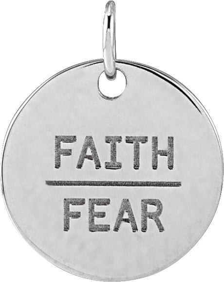 Sterling Silver Faith Over Fear Disc Pendant