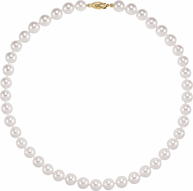 14K Yellow Gold-Filled Cultured White Freshwater Pearl 18" Necklace
