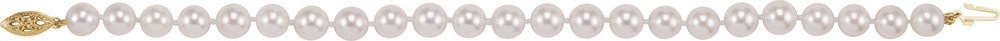14K Yellow Gold Cultured White Akoya Pearl 7 1/2" Bracelet