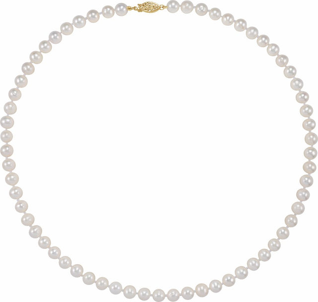 14K Yellow Gold-Filled Cultured White Freshwater Pearl 20" Necklace