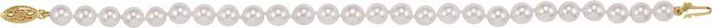 14K Yellow Gold Cultured White Akoya Pearl 7 1/2" Bracelet