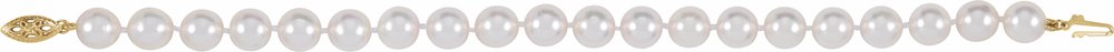 14K Yellow Gold Cultured White Akoya Pearl 7 1/2" Bracelet