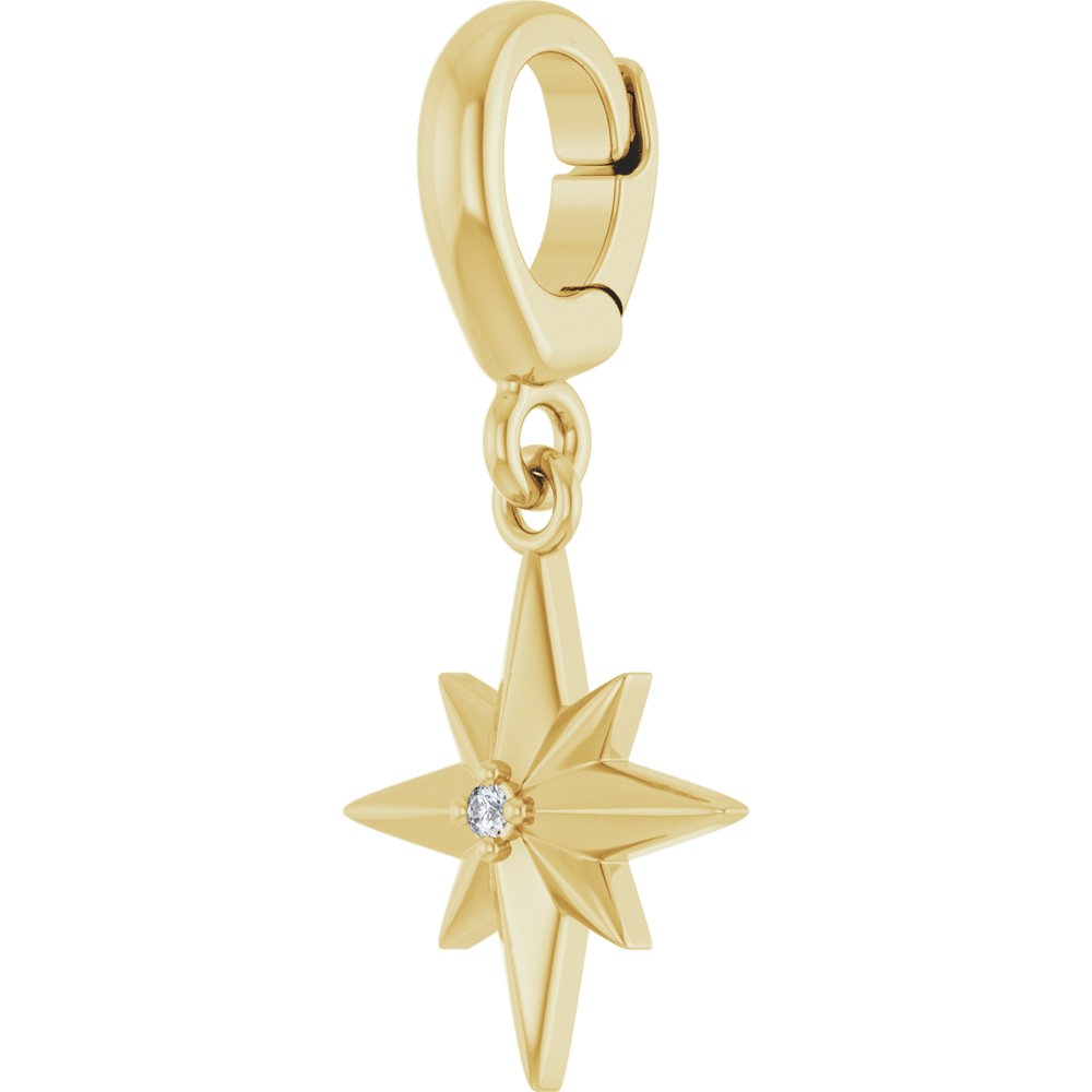 14K Yellow Gold .005 CT Round Natural Diamond Charm/Pendant