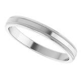 14K White Gold 3 mm Milgrain Beveled-Edge Comfort-Fit Half Round Band Size 8