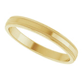 14K Yellow Gold 3 mm Milgrain Beveled-Edge Comfort-Fit Half Round Band Size 8