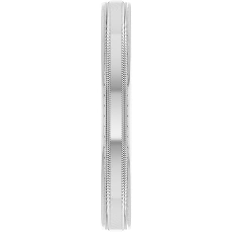 14K White Gold 3 mm Milgrain Beveled-Edge Comfort-Fit Half Round Band Size 8