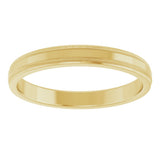 14K Yellow Gold 3 mm Milgrain Beveled-Edge Comfort-Fit Half Round Band Size 8
