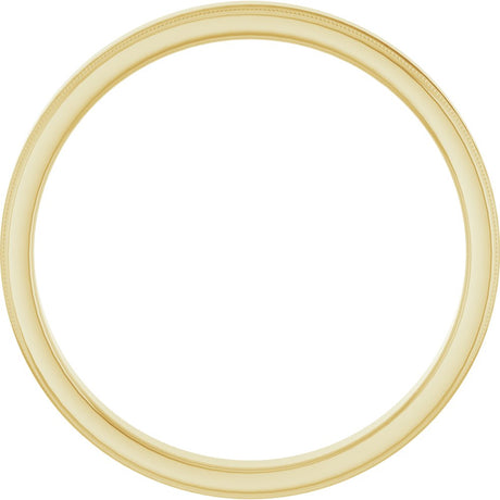14K Yellow Gold 3 mm Milgrain Beveled-Edge Comfort-Fit Half Round Band Size 8