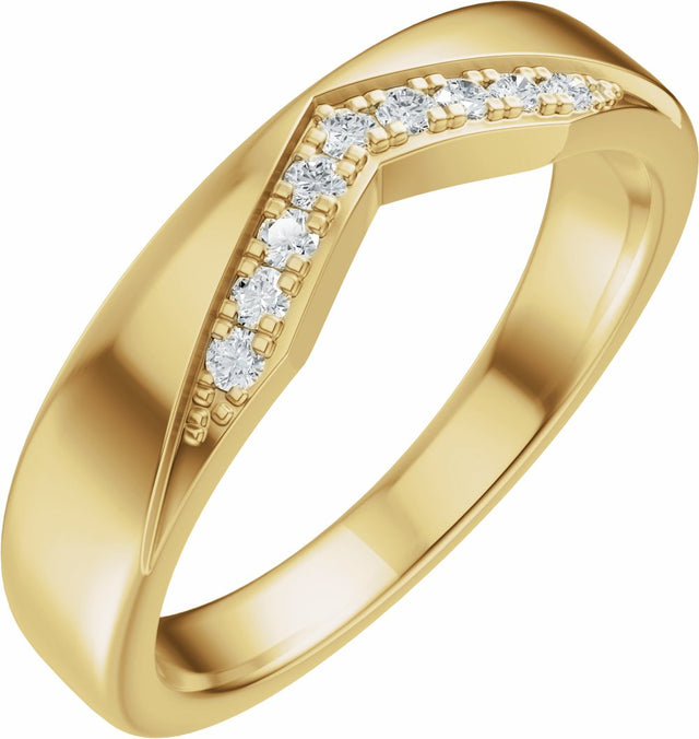 14K Yellow Gold 1/10 CTW Natural Diamond Contour Band