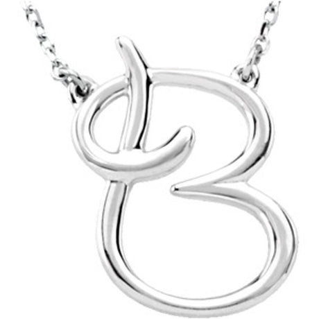 Sterling Silver Script Initial B 16" Necklace