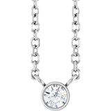 14K White Gold .06 CT Natural Diamond Solitaire 16-18" Necklace