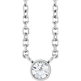 14K White Gold .06 CT Natural Diamond Solitaire 16-18" Necklace