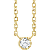 14K Yellow Gold .06 CT Natural Diamond Solitaire 16-18" Necklace
