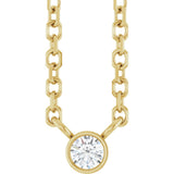 14K Yellow Gold .03 CT Natural Diamond Solitaire 16-18" Necklace