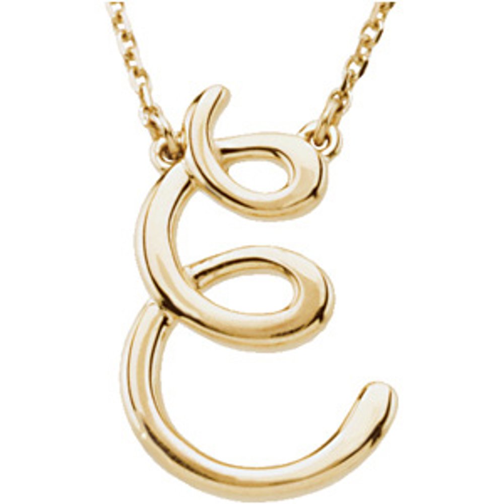 14K Yellow Script Initial E 16" Necklace