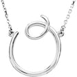 Sterling Silver Script Initial O 16" Necklace