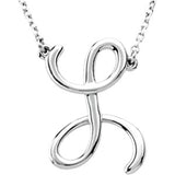 14K White Gold Script Initial L 16" Necklace