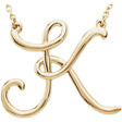 14K Yellow Script Initial K 16" Necklace