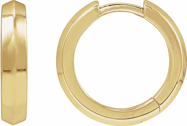 14K Yellow Gold Knife-Edge Hinge 14.5 mm Hoop Earring