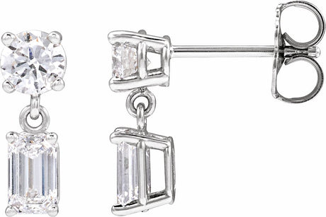 14K White Gold 1 5/8 CTW Lab-Grown Diamond Two-Stone Earrings