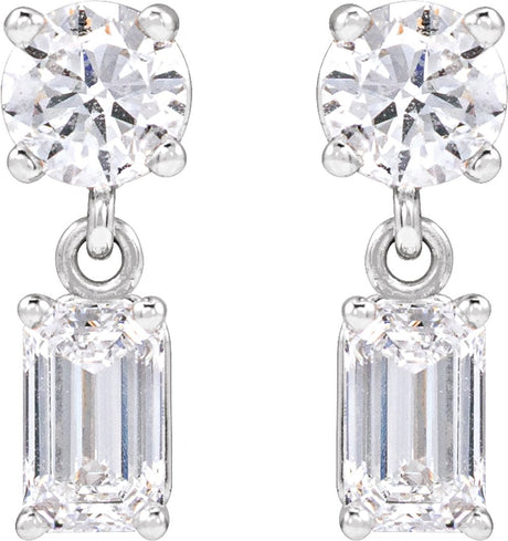 14K White Gold 1 5/8 CTW Lab-Grown Diamond Two-Stone Earrings