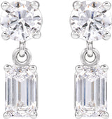 14K White Gold 1 5/8 CTW Lab-Grown Diamond Two-Stone Earrings