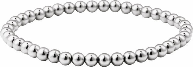 Sterling Silver 6 mm Elastic Bead 6 1/2" Bracelet