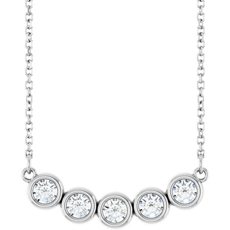 Sterling Silver 3/4 CTW Lab-Grown Diamond Bezel-Set 16-18" Necklace