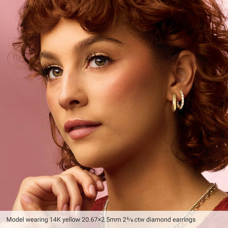 14K Yellow Gold 2 5/8 CTW Lab-Grown Diamond Inside-Outside 20.6 mm Hoop Earrings