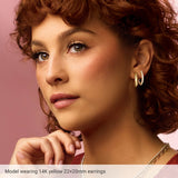 14K Yellow Gold Electroform Puffed 22 mm Hoop Earrings